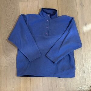Cozy Blue Fleece Pullover with Purple Accents